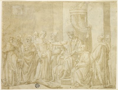 Santi Pietro e Paolo che disputano con Simon Mago davanti a Nerone (recto); Cinque scene della storia di Mosè (verso) da Andrea Boscoli
