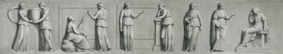 Un pannello grisaille che raffigura figure femminili tra cui muse da Andrea Casali
