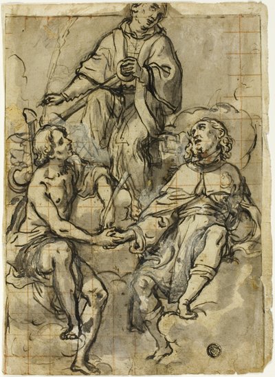 San Clemente affiancato dai santi Sebastiano e Rocco da Andrea Lilio