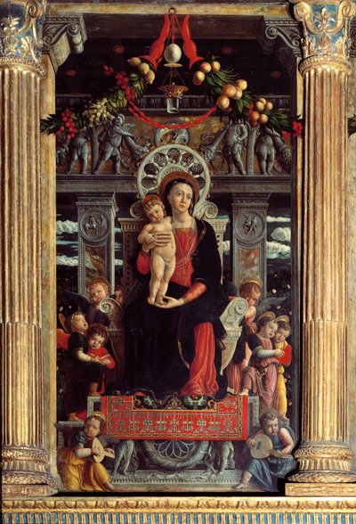 Pala di San Zeno: pannello centrale Madonna col Bambino e Nove Angeli da Andrea Mantegna