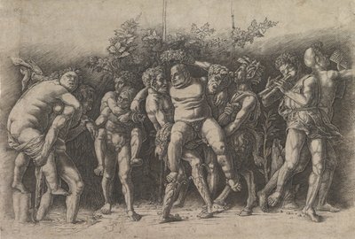 Baccanale con Sileno, una composizione a fregio con dieci figure attorno a Sileno che... da Andrea Mantegna