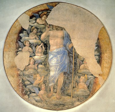 Cristo ascendente al cielo in gloria circondato da angeli, circa 1488, attribuito ad Andrea Mantegna, affresco da Andrea Mantegna
