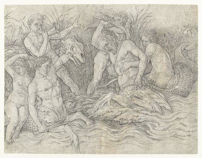 Combattimento tra tritoni con nereidi sulla schiena da Andrea Mantegna