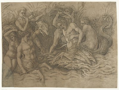 Combattimento tra tritoni con nereidi sulle loro spalle da Andrea Mantegna