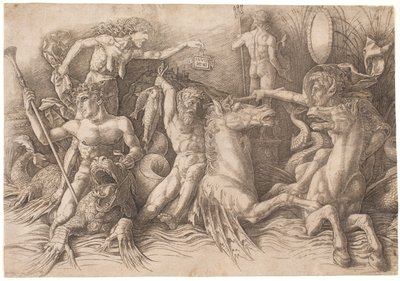 La battaglia degli dei del mare, metà sinistra da Andrea Mantegna