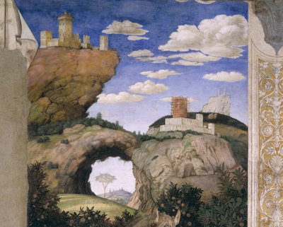 Paesaggio con castello, dalla Camera degli Sposi o Camera Picta, 1465-74 (affresco) da Andrea Mantegna