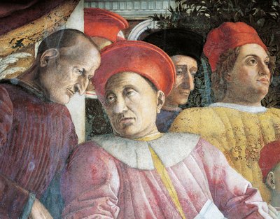 Ludovico Gonzaga e il consigliere Marsilio Andreasi (dettaglio dalla Corte) da Andrea Mantegna