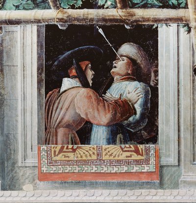 Il Martirio di San Cristoforo, dettaglio di un uomo colpito all