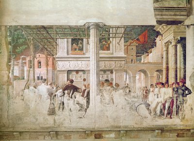 Il martirio di San Cristoforo e il trasferimento del suo corpo (prima del restauro), c.1450-56 da Andrea Mantegna