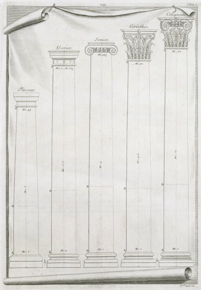 Dettagli decorativi dal Tempio di Nimes, illustrazione da una copia facsimile di 