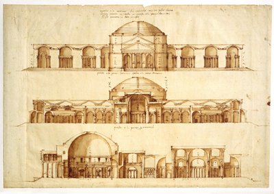 Progetto di ricostruzione delle Terme di Agrippa, Roma, c. 1550 da Andrea Palladio