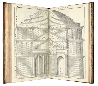 Due vedute del Pantheon, 1570 da Andrea Palladio
