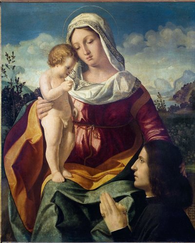 La Vergine e il Bambino, con un donatore da Andrea Previtali