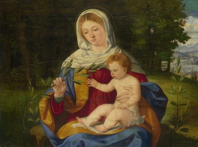 Madonna e bambino con ramo d