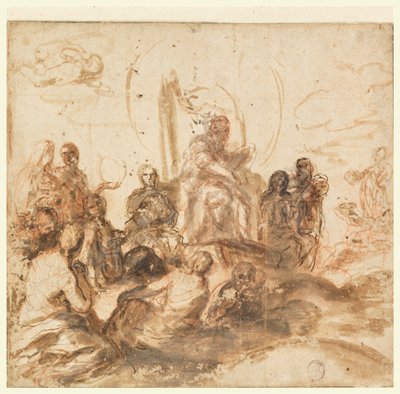 Progetto per allegoria della saggezza divina, sala di ricevimento, Palazzo Barberini, Roma, Italia da Andrea Sacchi