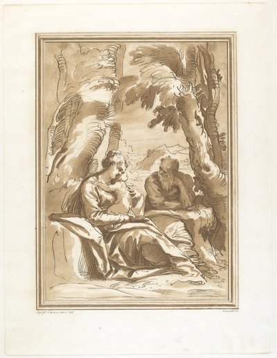 Riposo durante la fuga in Egitto da Andrea Scacciati after Agostino Carracci