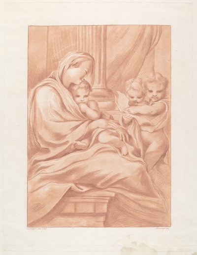 Vergine e Bambino con due angeli da Andrea Scacciati after Correggio