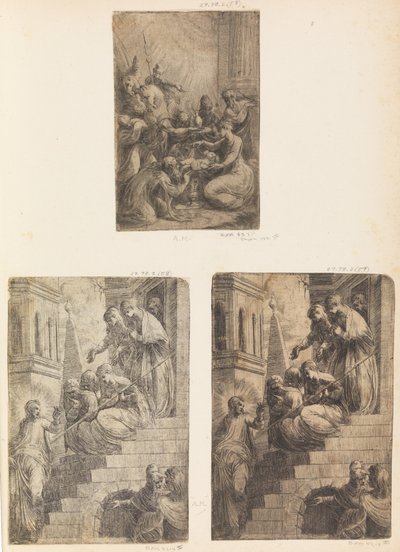 Adorazione dei Magi, Cristo e le donne sulla scala da Andrea Schiavone