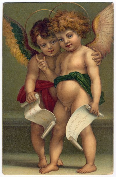 Due angeli. Immagine pia dopo il pittore ANDREA DEL SARTO (1486-1530), Dresda, c.1910 da Andrea del (after) Sarto