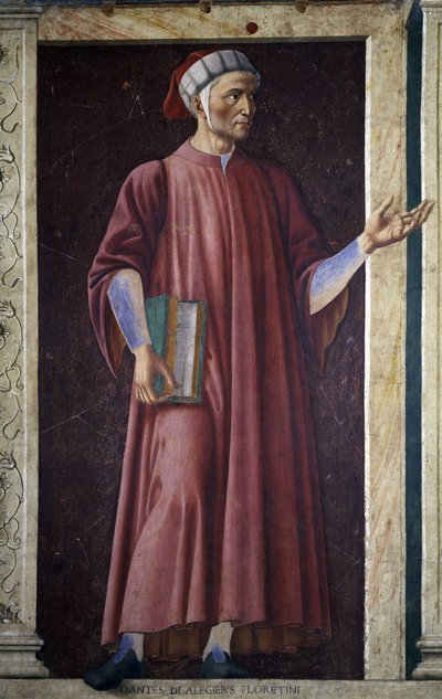 Dante Alighieri dalla serie di uomini e donne famosi della Villa Carducci da Andrea del Castagno