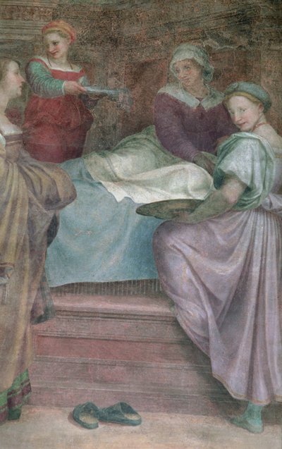 Dame di compagnia, dettaglio dalla Nascita della Vergine da Andrea del Sarto