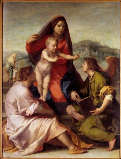 Madonna della Scala. Sacra famiglia con un angelo. 1522-1523 Madrid, Museo del Prado da Andrea del Sarto