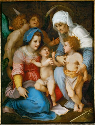 La Sacra Famiglia. Santa Maria, Gesù, San Giovanni Battista e sua madre Santa Elisabetta ... da Andrea del Sarto