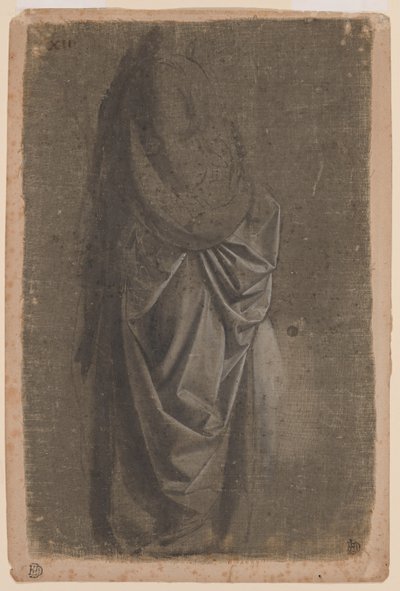 Studio di panneggio di una figura in piedi rivolta a destra, di profilo da Andrea del Verrocchio