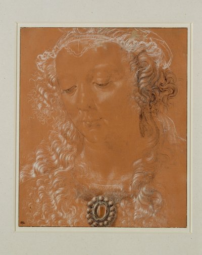 Testa di donna, occhi bassi, leggermente girata a sinistra ... da Andrea del Verrocchio