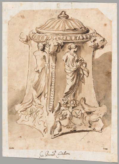 Base di Candelabro in Marmo Antico da Andrea di Lione
