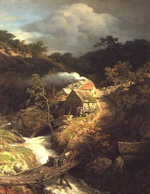 Paesaggio montuoso con un torrente da Andreas Achenbach