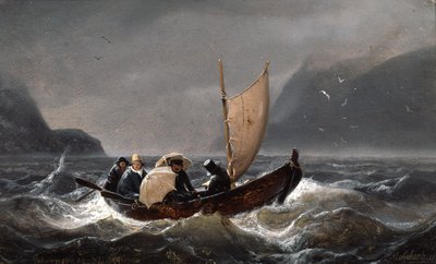 Artisti in tempesta nel Sognefjorden da Andreas Achenbach