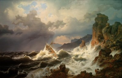 Tempesta marina sulla costa norvegese da Andreas Achenbach
