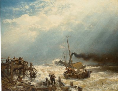 Tedesco: Porto di Ostenda. 1858 Porto di Ostenda da Andreas Achenbach