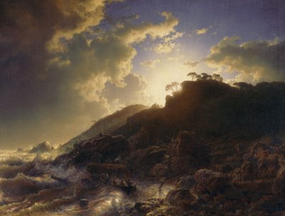 Tramonto dopo una Tempesta sulla Costa della Sicilia da Andreas Achenbach