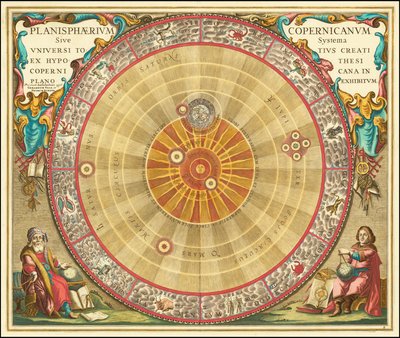 1660 Carta astronomica copernicana nella forma dei cerchi concentrici da Andreas Cellarius