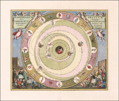 Carta celeste del 1660 che illustra il modello di universo dell