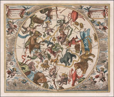 Carta celeste del 1660 - Haemisphaerium Stellatum Boreale Antiquum da Andreas Cellarius
