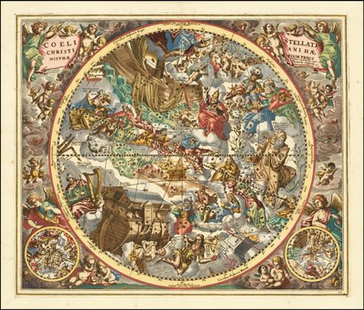1660 mappa celeste delle costellazioni secondo il simbolismo cristiano da Andreas Cellarius