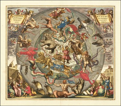 Carta celeste del 1708 - Haemisphaerii Borealis Coeli et Terrae Sphaeri Cascenographia da Andreas Cellarius