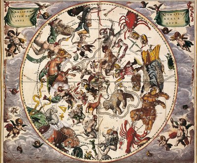 CELLARIUS, Andreas (1596-1665). Atlas Coelestis seu Harmonia Macrocosmica. 1661. Fol 24. Hemisphaerium stellatum boreale antiquum. Rappresentazione dell