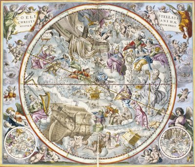 Mappa delle Costellazioni Cristiane come raffigurato da Julius Schiller, dall