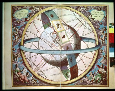 Mappa del mondo con zodiaco circolare, 