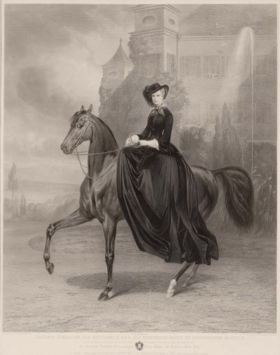 Ritratto di Elisabetta di Baviera a cavallo, 1853 da Andreas Johann Fleischmann