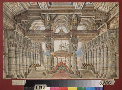 Scenografia preparatoria per il balletto Cesare in Egitto da Andreas Leonhard Roller