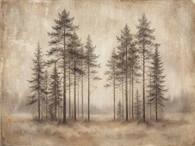 Schizzo di una foresta di pini avvolta nella nebbia da Andreas Magnusson