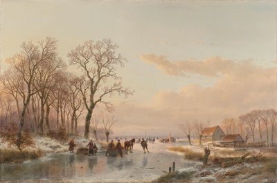 Un canale ghiacciato vicino al fiume Mosa da Andreas Schelfhout