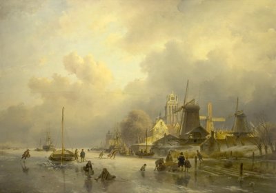 Veduta di Dortrecht, Il Mulino da Andreas Schelfhout