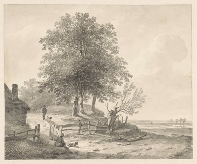 Paesaggio con una casetta su una collina da Andreas Schelfhout