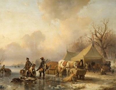 Scena invernale con slitta, 1840 da Andreas Schelfhout